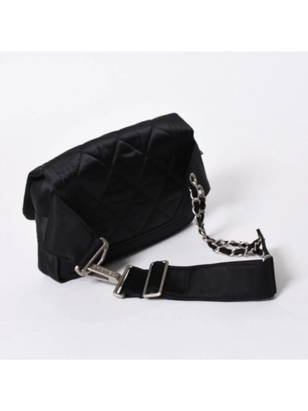 Chanel Sports Line Waist Bag CC Logo Nylon Black Matte Silver